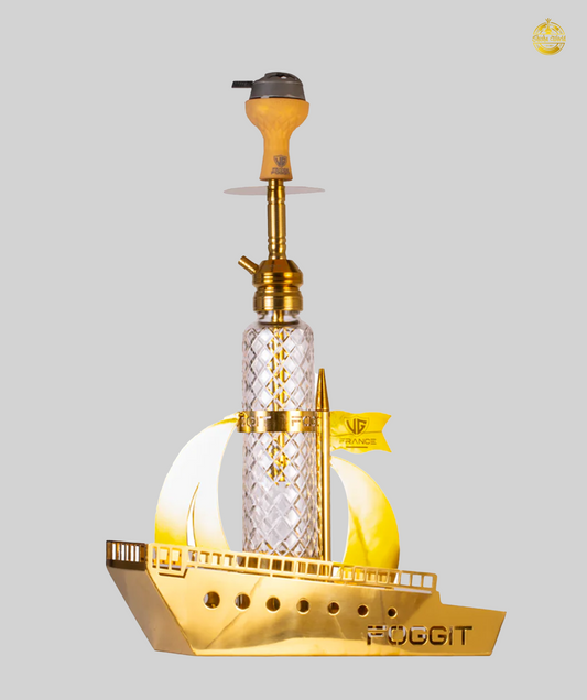 VG France Warship Hookah with LED Light - Gold