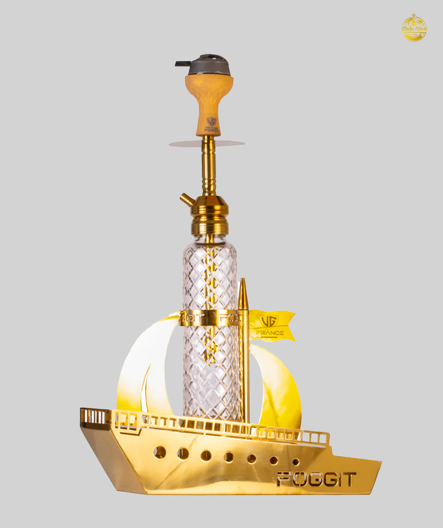 VG France Warship Hookah with LED Light - Gold