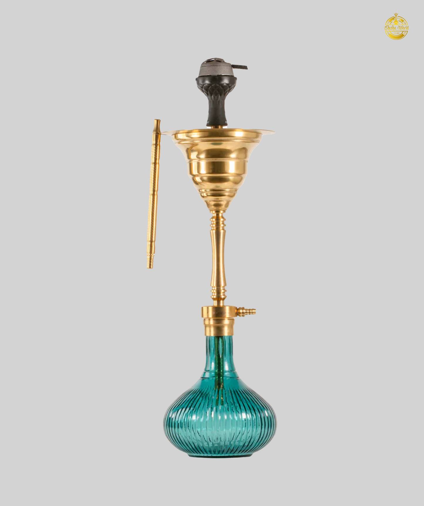 COCOYAYA Yara Hookah with Bag - Gold Stem / Emerald Green Base