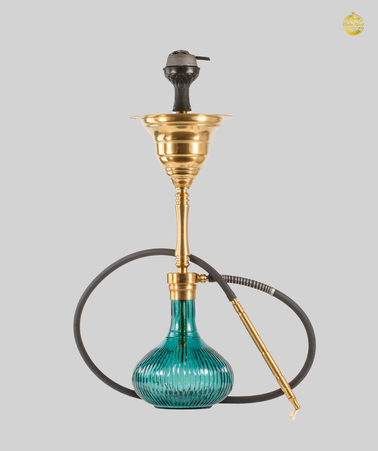 COCOYAYA Yara Hookah with Bag - Gold Stem / Emerald Green Base